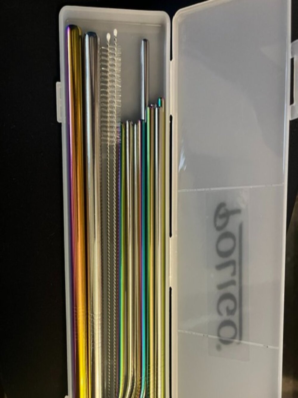NEW Set of Stainless Steel Straws w/Cleaning Wand in Box